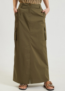 Юбка цвета хаки D.Exterior с накладными карманами, фото